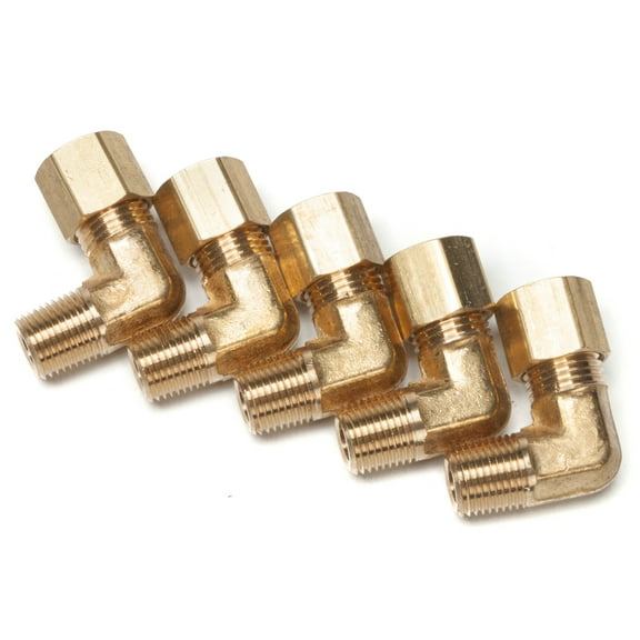 LTWFITTING 1/4" OD x 1/8" Male NPT 90 Degree Compression Elbow,Brass Compression Fitting (Pack of 5)