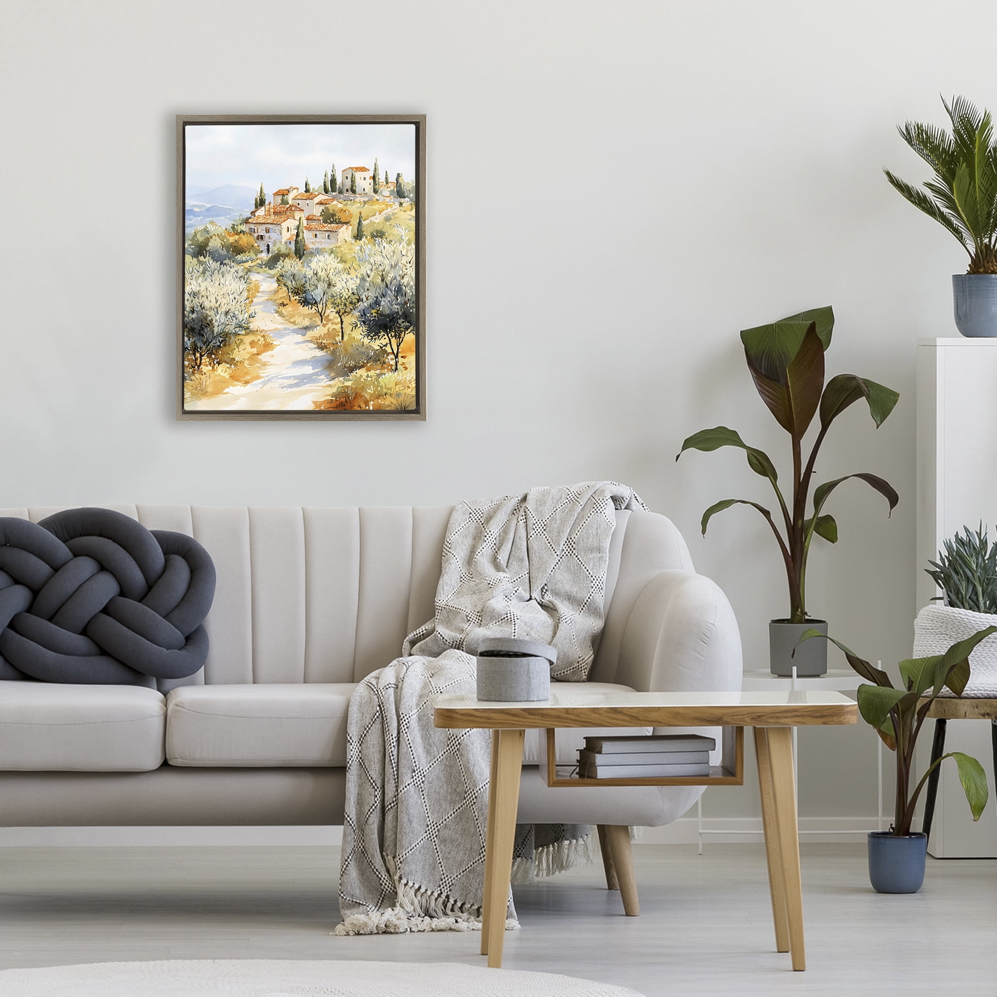 Stupell Industries Tuscan Hilltop Village View Brown Framed Floater Canvas Wall Art, design by LSR Design Studio