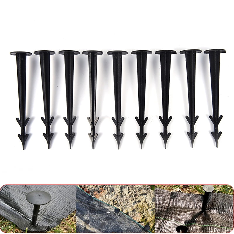 Garden Stakes Pegs Ground Black Nail Fixed Pegs Plastic 50Pcs Anti Insect 