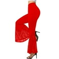 thumbnail image 4 of Bell Bottom Flare Pants for Women - High Waisted Stretch Boho Wide Leg Hippie Palazzo Pants Lace Yoga Leggings, 4 of 7
