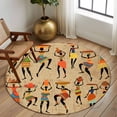 thumbnail image 3 of Brown Boho Round Area Rug 6 FT, Non Slip Bedroom Rugs, Farmhouse Vintage Ethnic African Women Washable Soft Circular Carpet Non-Shedding Floor Mat for Kitchen Dining Room Home Office Kids Room, 3 of 8