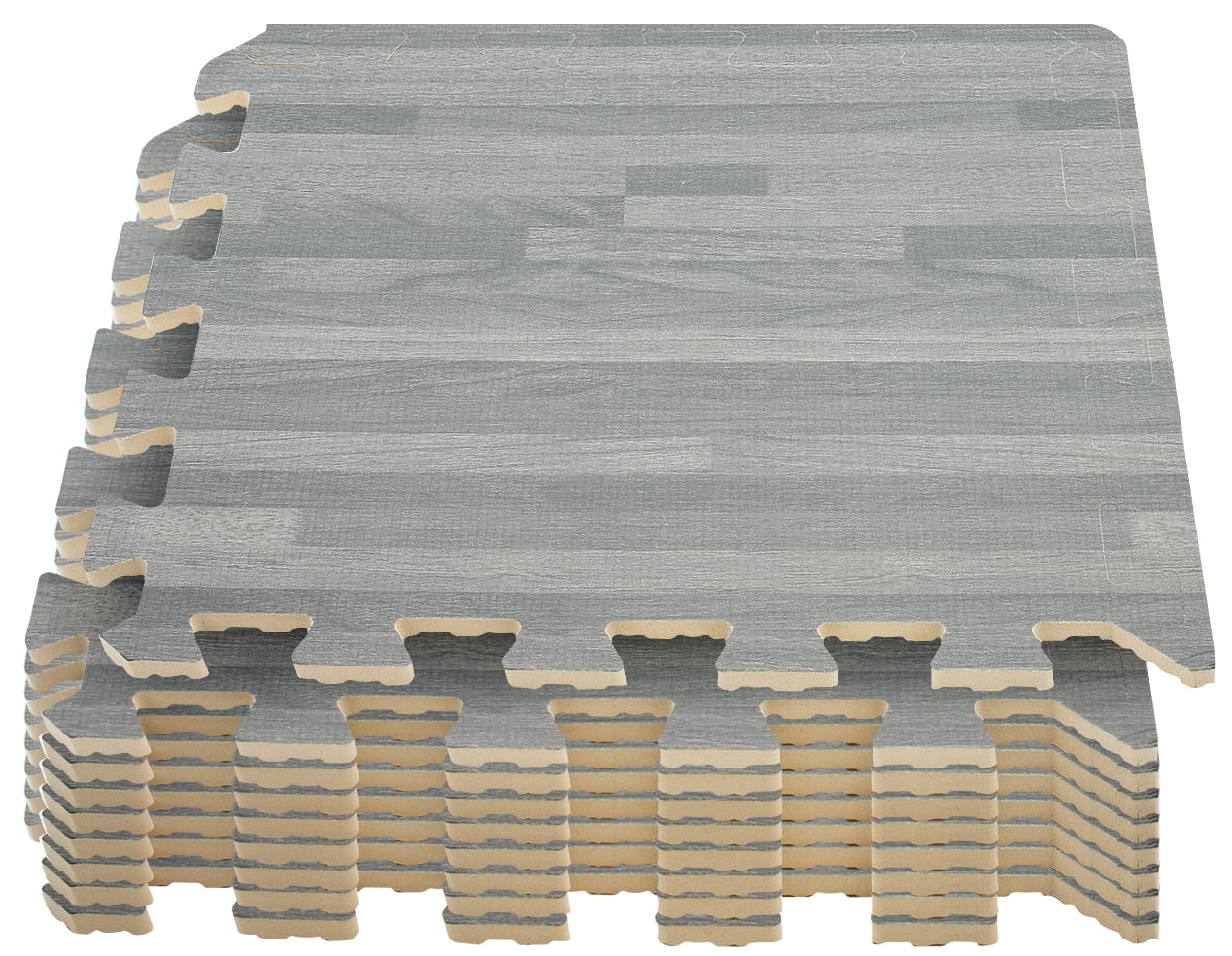 Interlocking Foam Floor Mats Wood Grain Tiles Protective Flooring Mat Exercise 