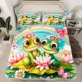 thumbnail image 2 of Manfei Teens Adults Cartoon Floral Frogs 4 Pieces Queen Sheet Sets,Cartoon Rainbow Butterflies Ultra Soft Flat Sheet,Chic Floral Lotus Queen Fitted Sheet,Ultra Soft Home Decor, 2 of 7
