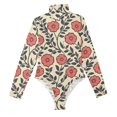 thumbnail image 3 of joogoo Flowers Women's Mock Turtle Neck Long Sleeve Bodysuit S, 3 of 8