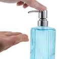 thumbnail image 3 of Unique Bargains 1 Pc Elegant Vertical Pattern Soap Pump Dispenser for Bathroom 16.9oz Blue Silver Tone, 3 of 6