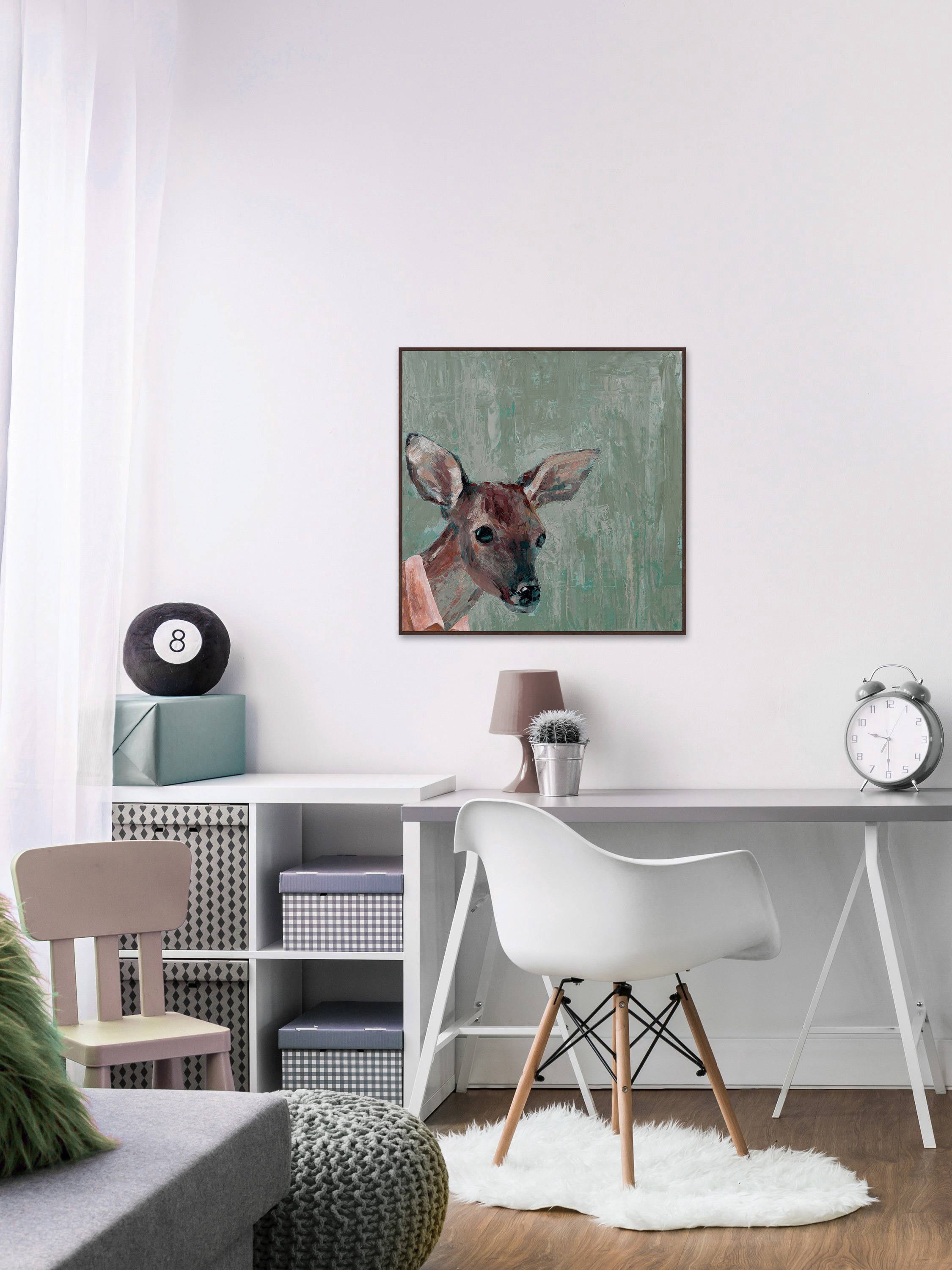Collared Deer Floater Framed Painting Print on Canvas