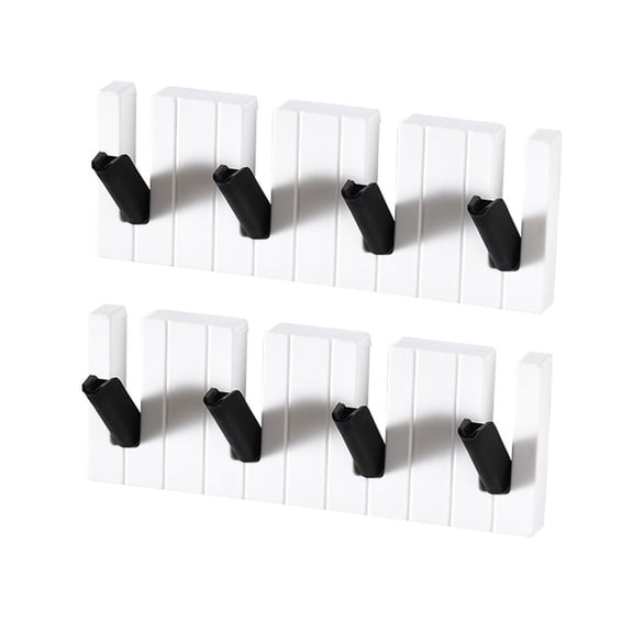 Piano-Shaped Wall Key Holder with Large Hooks & Mail Pocket, Decorative Key Organizer Rack, Space-Saving Wall Mounted Storage for Home Entryway Hallway
