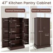 47” Kitchen Pantry Cabinet, Cabinets with Doors & Adjustable Shelves, Buffet Cupboards Sideboard