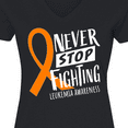thumbnail image 4 of Inktastic Never Stop Fighting Leukemia Awareness Orange Ribbon Women's V-Neck T-Shirt, 4 of 5