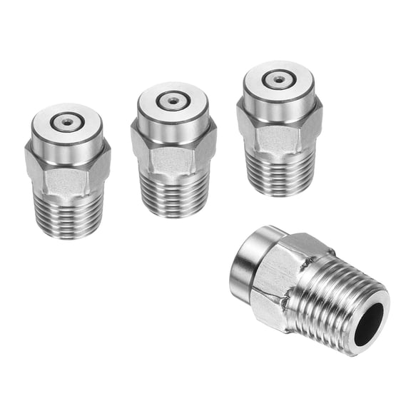 Uxcell 4pcs Surface Clean Tip 0 Degree 1/4 Inch NPT Male 1.311 Orifice 4000 PSI Stainless Steel Threaded Pressure Washer Spray Nozzles for Water gun Water Broom