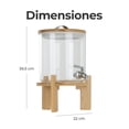 thumbnail image 4 of Vitrolero de Vidrio con Base de Madera y Tapa Hermetica - Dispensador de Agua con Llave de Acero Inoxidable Moderno 5 Litros GAON, 4 of 10