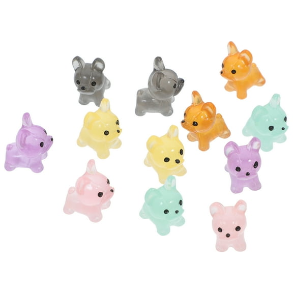 12 Pcs Glow-in-the-dark Puppy Ornaments Pet Animals Miniature Dog Statues Toddler