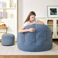 thumbnail image 6 of Bean Bag Chair with Ottoman,Bean Bag with Filler, Big Comfy Couch, Lounge Sofa, Cozy Lazy Comfy Floor Sofa for Bedroom, Reading Chair for Living Room(Grey-A), 6 of 17