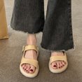 thumbnail image 4 of Sandalias de punta abierta para mujer, sandalias planas con punta abierta para mujer, sandalias de punta redonda para mujer, sandalias de PU para mujer, eficiencia óptima, 4 of 9