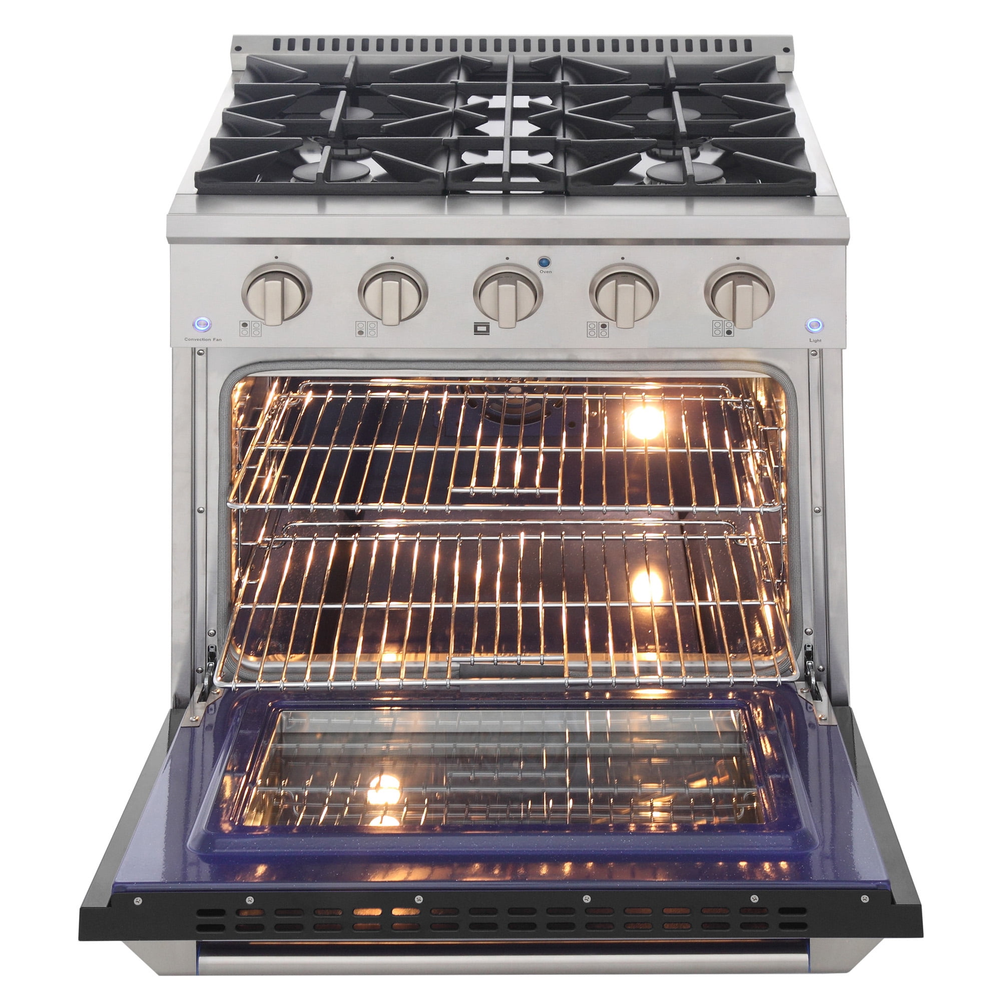 30 in. 4.2 cu. ft. Dual Fuel Range Propane Gas Sealed Burners in Black.