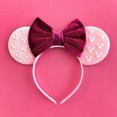 thumbnail image 5 of Diadema de Mickey Mouse para niña y mujer, bandanas de algodón suave con lazo, perlas blancas de Disney, accesorios para el cabello de Minnie para Festival, 5 of 5