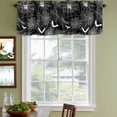 thumbnail image 3 of Halloween Curtain Valances for Windows, Kitchen Valance Window Treatments Panel 2 Pack, Black Scary White Bat Animal Net Geometric Rod Pocket Short Curtains for Bathroom Bedroom 60 x 18 Inch, 3 of 8