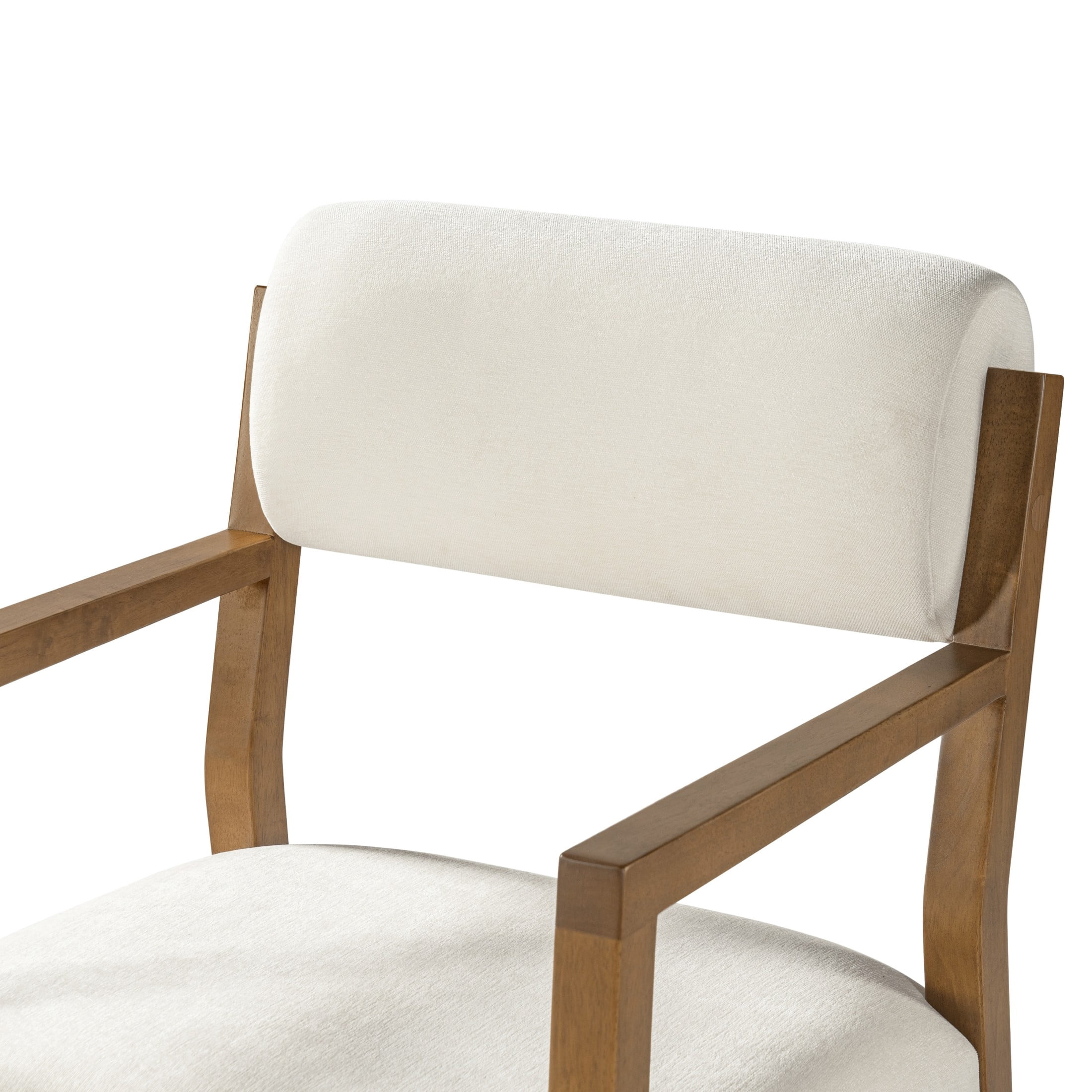 Christopher Knight Home Scandinavian Upholstered Dining Armchairs, Wood Frame, Walnut+Beige, Set of 2