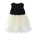 thumbnail image 1 of FAOWME Robe d'Été pour Filles Robe de Plage Étoilée Robe de Fête pour Enfants Robe d'Été Étoilée Robe de Fête de Plage Jupe pour Petite Fille Manches Courtes Noir 4-5 Ans, 1 of 5