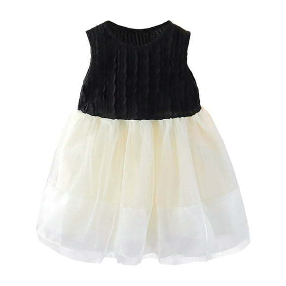 LUOGENLI Dress Girls' Summer Dress New Children's Dress Summer Dress Little Girl Skirt Short Sleeves Easter Dress for Girls 2025 Black 4-5 Years