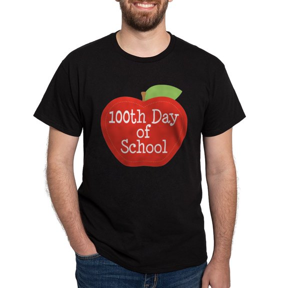 CafePress - 100Th Day Of School Red Apple White T Shirt - Men's Classic Graphic Cotton T-Shirt