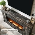 thumbnail image 5 of OKD Fireplace TV Stand for up to 80" TVs, 36"H Farmhouse Entertainment Center with 42" Electric Fireplace, LED Lights & Glass Door Cabinets, Dark Rustic Oak, 5 of 6