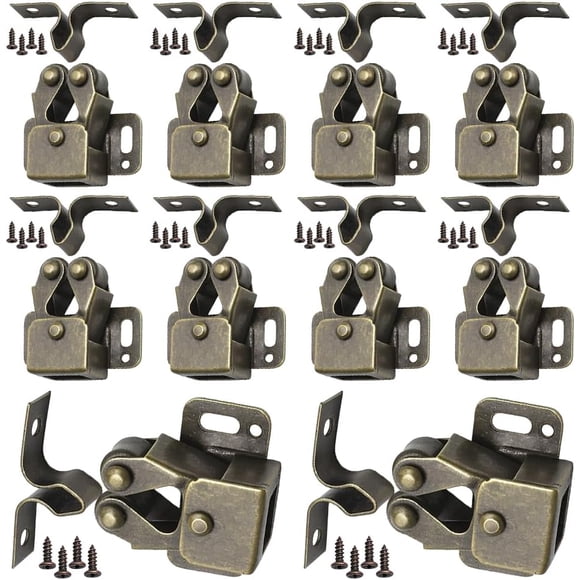 Cabinet Door Latch Double Roller Catch, Cabinet Latches and Catches Hardware Kit with Screws, Cabinet Door Catch for Cupboard Closet Kitchen Drawer