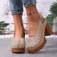 thumbnail image 5 of Miluxas Women's Solid Color Platform Slingback High Heels Ladies Closed Pointed Toe Pump Shoes Khaki 8.5(41), 5 of 9