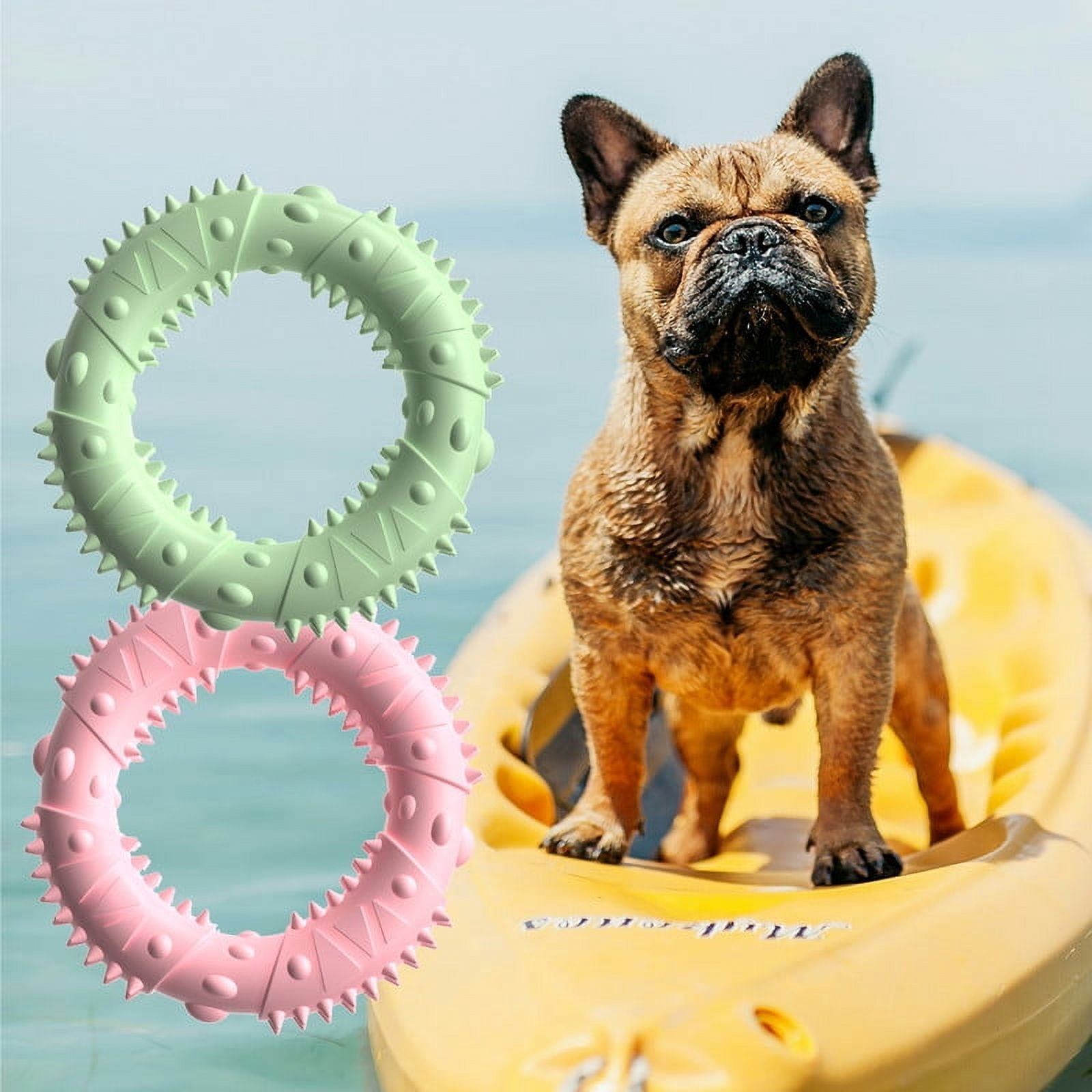 MZHICH 2 Pcs Circle Rubber Puppy Teething Toy for Small Medium Dogs