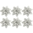 thumbnail image 1 of 6PCS 5.1'' Christmas Poinsettias Glitter Artificial Flower Christmas Tree Flower, 1 of 10