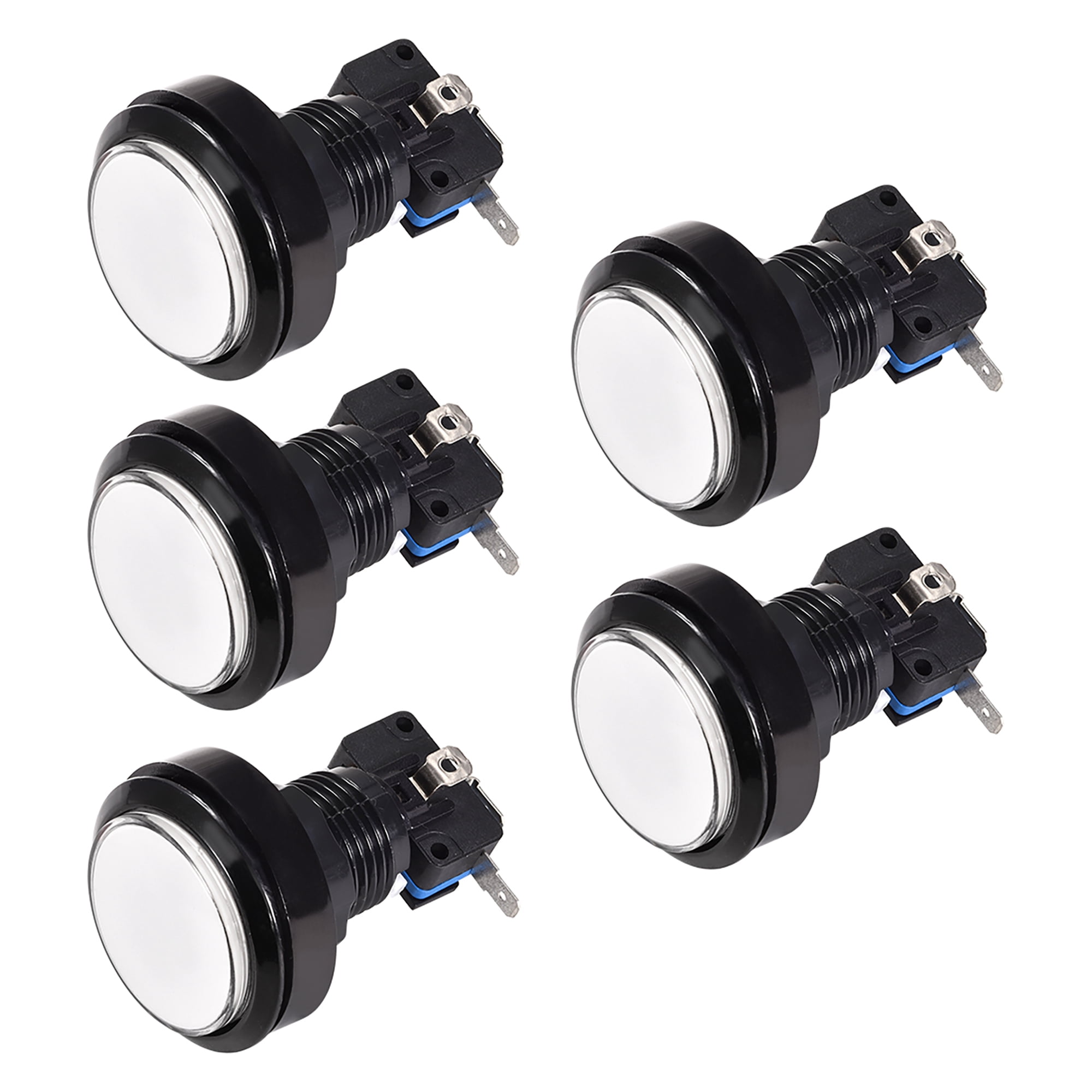 Jeu De 5 Boutons Poussoir 60mm LED 12V Illuminés - Pour Borne D'arcade, Micro-interrupteur - Uxcell, 5 Couleurs