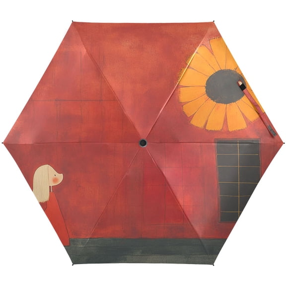 Children's Painting Umbrellas for Sun Auto Open Close UV50  Waterproof 5-Fold Compact Fiberglass Frame