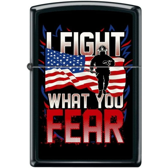 Zippo Lighter- Fireman Flag I Fight What You Fear Black Matte Lighter #Z5241