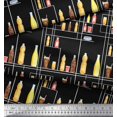 thumbnail image 2 of Soimoi Black Modal Satin Fabric Bottle & Glass Kitchen Fabric Prints By Yard 42 Inch Wide, 2 of 3