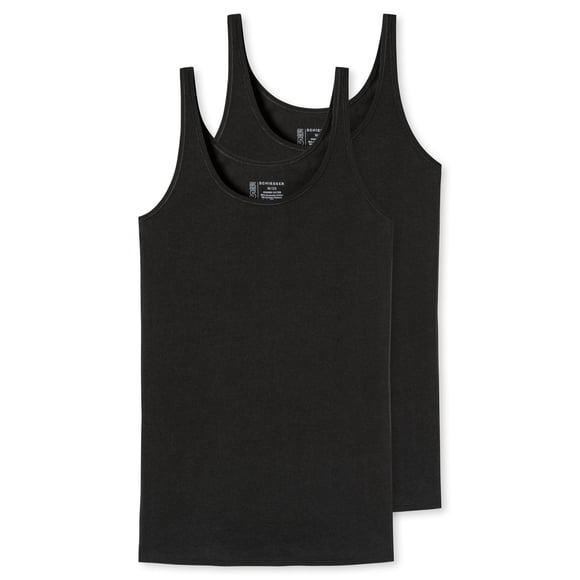 SCHIESSER Top con Tirantes para Mujer, Paquete de 2 - Single Jersey, Serie 95/5, uni Negro XL (X-Large)