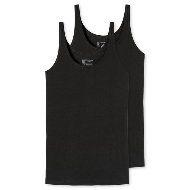 SCHIESSER Top con Tirantes para Mujer, Paquete de 2 - Single Jersey, Serie 95/5, uni Negro XL (X-Large)