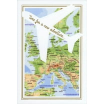 Pictura Time for a New Adventure : Plane Over Map Retirement Congratulations Card
