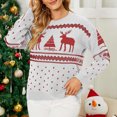 thumbnail image 6 of Aboser Christmas Sweater for Women Christmas Tree Graphic Knit Sweater Long Sleeve Crewneck Knitted Tops Casual Xmas Holiday Pullover Sweater, Christmas Gifts, 6 of 8