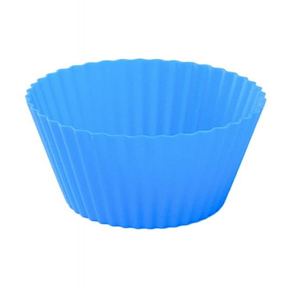 Nvzi -b reusable silicone round baking cup, muffin liner, set of 12, blue