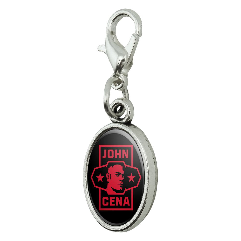 GRAPHICS & MORE WWE John Cena Approved Antiqued Bracelet Pendant Zipper Pull Oval Charm with Lobster Clasp