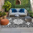 thumbnail image 2 of Black Grey Outdoor Rug for Patio/Deck/Porch, Non-Slip Large Area Rug 3 x 5 Ft, Boho Vintage Print Distressed Brick Patterns Indoor Outdoor Rugs Washable Area Rugs, Camping Rug Carpet Runner, 2 of 8