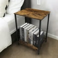 thumbnail image 5 of Bedside Table Set of 2, 2 Tier Narrow Side Table for Bedroom with Grid, Bedside Table for Bedroom, Living Room, Sofa Couch, Brown, 5 of 5