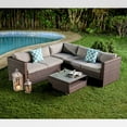 COSIEST 4Piece Outdoor Patio Furniture Brown Wicker Frame Sectional