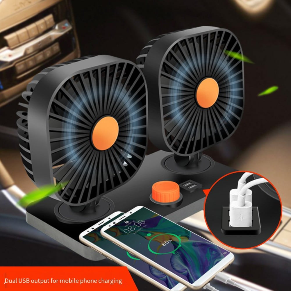 Car Fan Cooling 12V 24V Car Fan Dual Head Usb Car Fan 2 Speeds Double Fan
