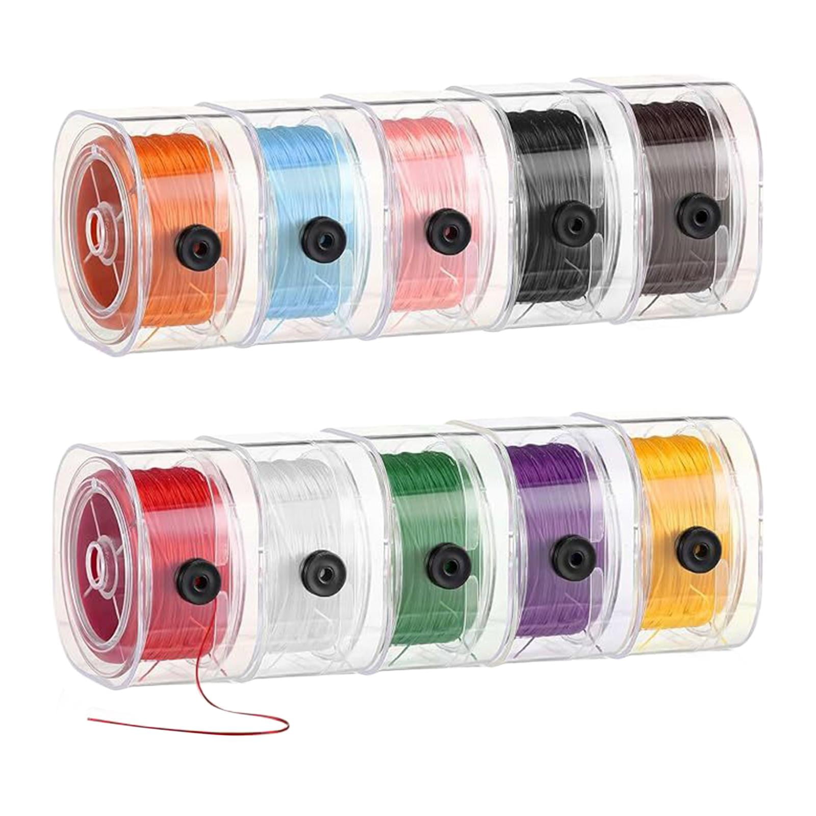 HILABEE 10Pcs 0.8mm Elastic String Cords for Bracelets Elastic Beading Cords Beads Stringing Stretch Threads 90M Length Elastic Cords