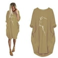 thumbnail image 2 of QIPOPIQ Robes pour Femmes avec Poches Manches Courtes Chandail Ample Imprimé Robe d'Été Mini-Robe Aubaines 2023, 2 of 4