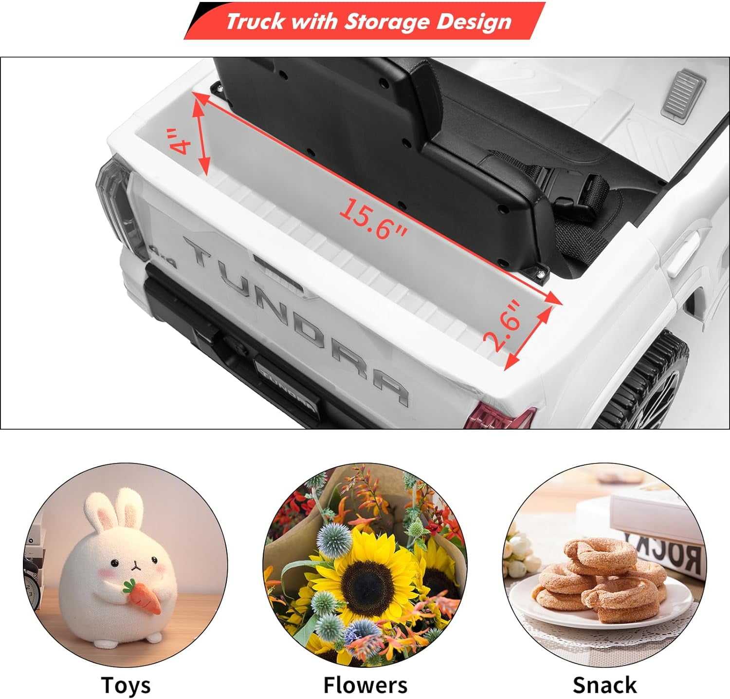 NEILA Toyota Licensed 12V Kids Ride on Truck Car Battery Powered Electric Fun Toys with Remote Control, Spring Suspension, 3 Speeds, LED Lights, Ride on Toy for 3-8 Years Boys & Girls (White)