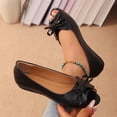 thumbnail image 2 of Black Womens Peep Toe Bow Flats Faux Leather Slip On Casual Shoes Soft Sole Comfortable Footwear for office and Daily Wear Size 8.5, 2 of 9