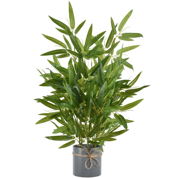 Artificial Plants Indoors in Pots, LONGRV Bamboo Plant, Green Fake