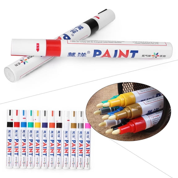 ZS Waterproof Car Tyre Tire Tread Rubber Metal Permanent Paint Marker Pen Stationary Painting Pens Golden
